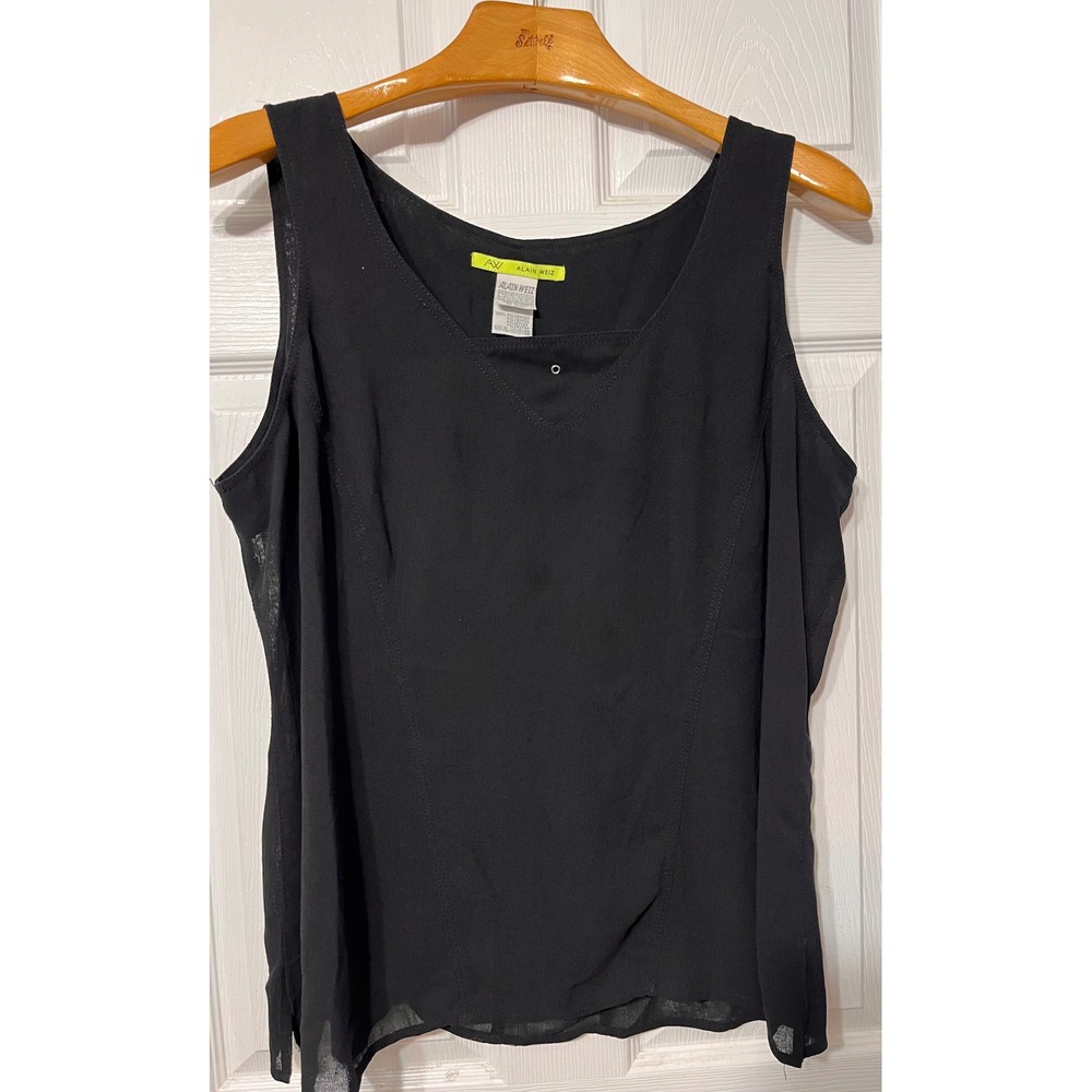 Alain Weiz Womens Black Sleeveless V-Neck Blouse Grommet Detail Plus Size 22